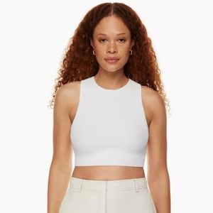 Aritzia Sculpt Knit Racer Cropped Tank XS White